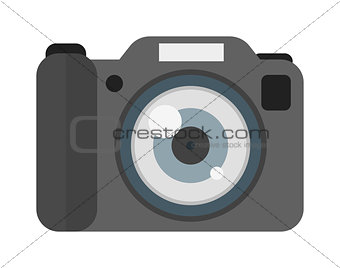 Digital flat photo camera isolated
