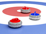 Curling stones on ice