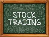 Stock Trading Concept. Doodle Icons on Chalkboard.