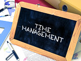 Hand Drawn Time Management Concept on Small Chalkboard.