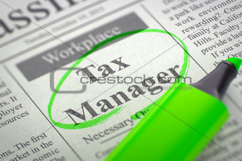 Tax Manager Job Vacancy.