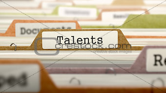 Talents Concept on File Label.