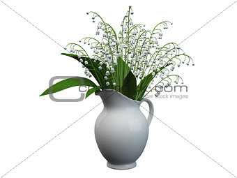 3D rendering of a lily-of-the-valley flowers,