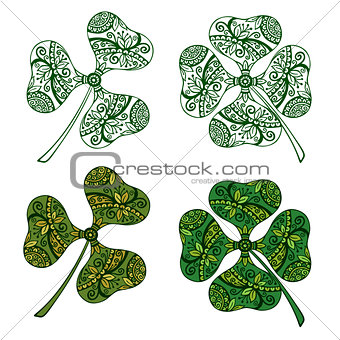 Clover Plants with Floral Pattern