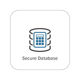 Secure Database Icon. Flat Design.
