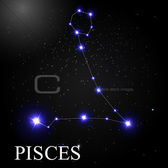 Pisces Zodiac Sign with Beautiful Bright Stars on the Background