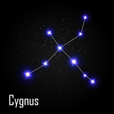 Cygnus Constellation with Beautiful Bright Stars on the Backgrou