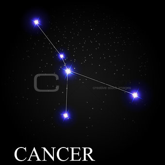 Cancer Zodiac Sign with Beautiful Bright Stars on the Background