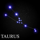 Taurus Zodiac Sign with Beautiful Bright Stars on the Background