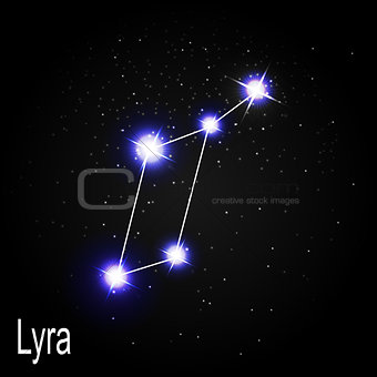 Lyra Constellation with Beautiful Bright Stars on the Background