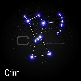 Orion Constellation with Beautiful Bright Stars on the Backgroun