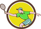 Tennis Player Racquet Forehand Circle Cartoon