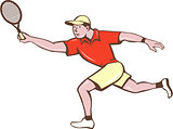 Tennis Player Racquet Forehand Cartoon