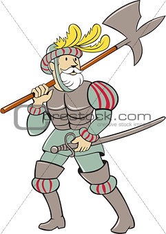 Spanish Conquistador Ax Sword Cartoon