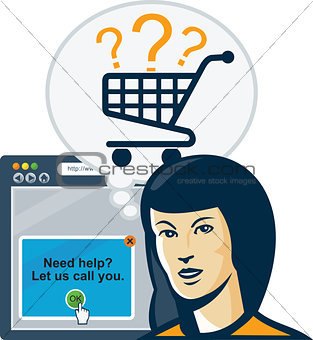Female Internet Shopper Shopping Cart