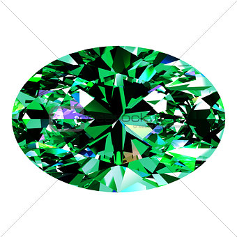 Emerald Oval Over White Background