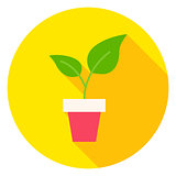 Plant in Flower Pot Circle Icon