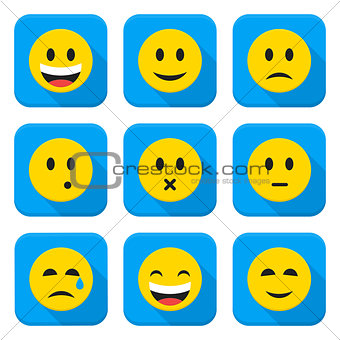 Yellow Smiley Faces Squared App Icon Set