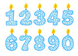 Candle number set, illustration of birthday candles on a white background,