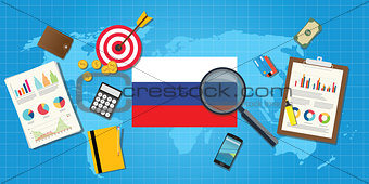 russia economy economic condition country with graph chart and finance tools vector graphic