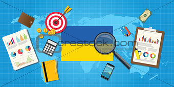 ukraine economy economic condition country with graph chart and finance tools vector graphic