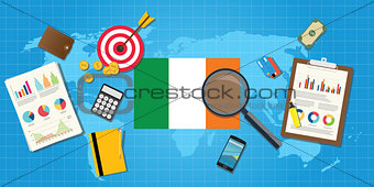 ireland economy economic condition country with graph chart and finance tools vector graphic