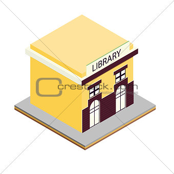 Library building isometric 3d icon