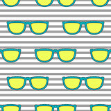 Pop sunglasses retro seamless pattern in neon yellow and blue.