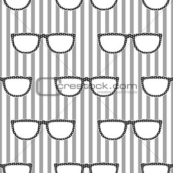 Pop sunglasses retro seamless pattern in grey and white.