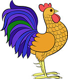 Cartoon cock or rooster, isolated vector character
