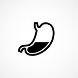Black and white line stomach icon