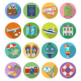 Vacation and Tourism Flat Icons Set