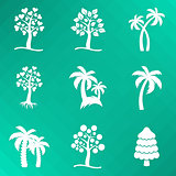 White abstract vector tree icons