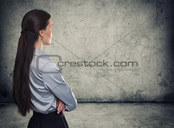 young business woman rear view