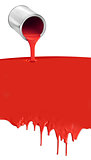Paint can pouring dripping red on white