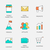 Business marketing color line icons