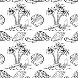 Seamless exotic pattern, outline