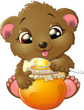 Bear eats honey