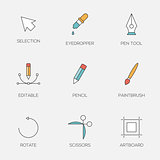 Graphic designer tools color line icons