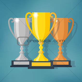 Gold, Silver and Bronze Trophy Cup