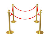 Golden fence, stanchion with red barrier rope