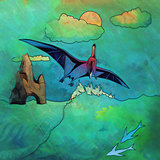 Dinosaur in the habitat. Illustration Of Pterosaur