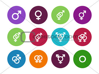 Gender identities circle icons on white background.