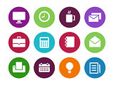 Business circle icons on white background.