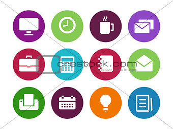 Business circle icons on white background.