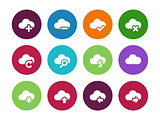Cloud circle icons on white background.