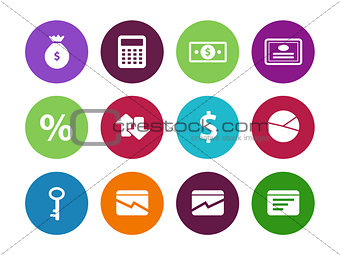 Economy circle icons on white background.