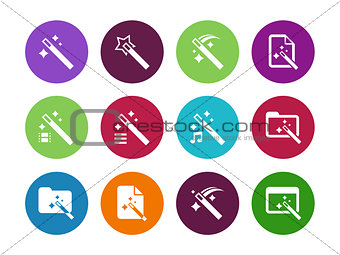Magician circle icons isolated.