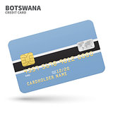 Credit card with Botswana flag background for bank, presentations and business. Isolated on white