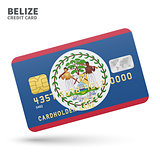 Credit card with Belize flag background for bank, presentations and business. Isolated on white